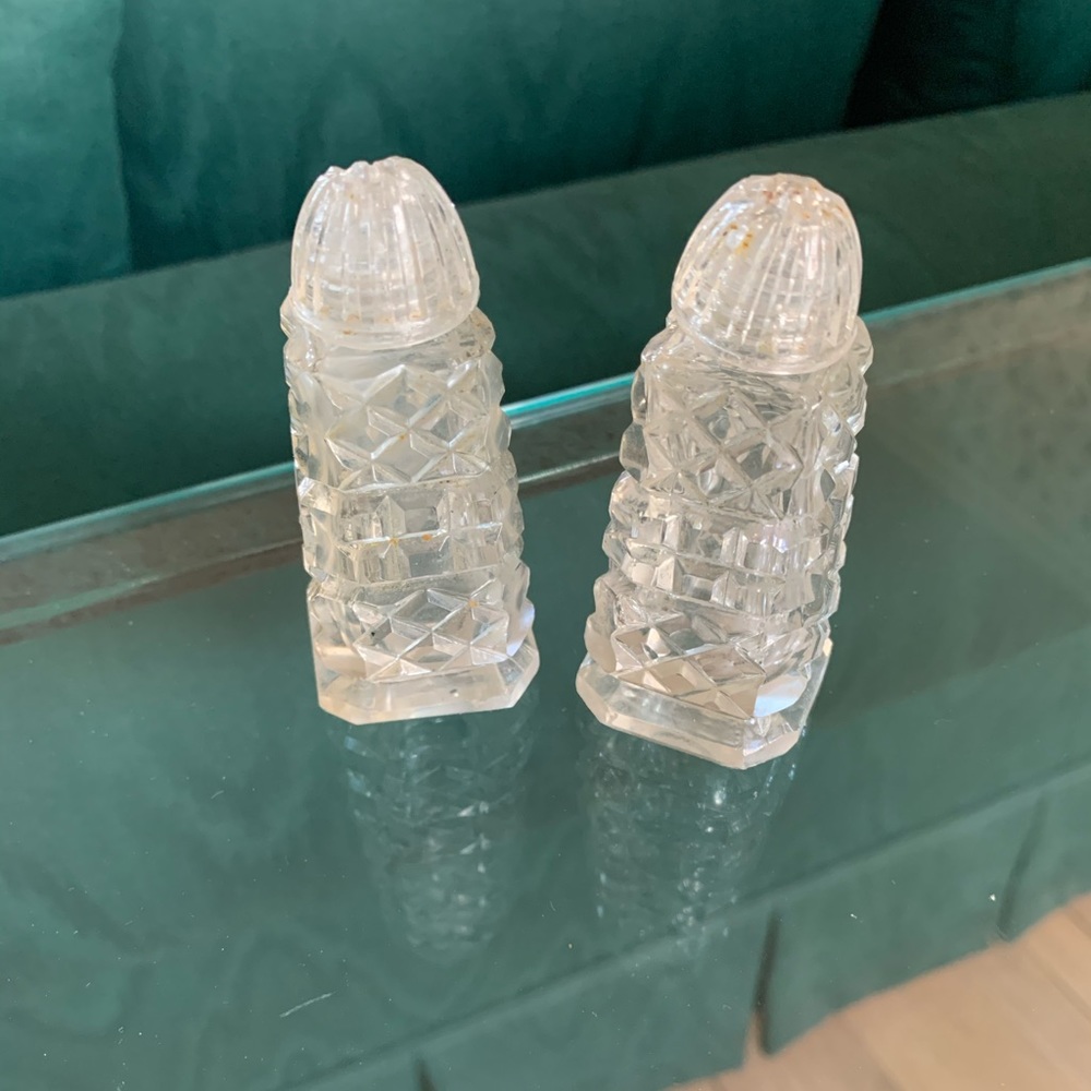A Pair of 3” Cut Glass Pepper/Salt Shakers